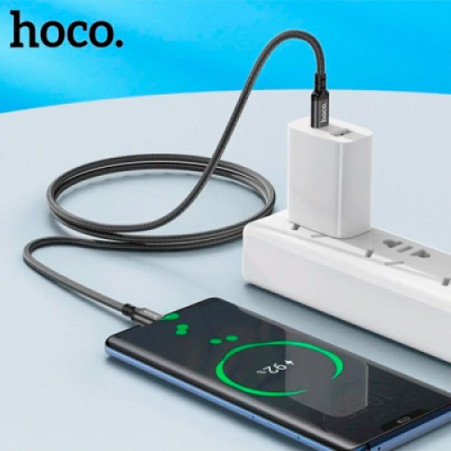 Дата кабель USB-C to USB-C 1.0m 60W nylon X14 black HOCO (6931474752215)