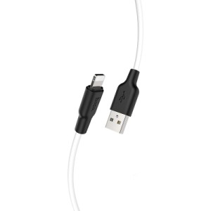 Дата кабель USB 2.0 AM to Lightning 2.0m 2.4A silicone X21 black+white HOCO (6931474713780)