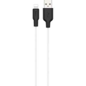 Дата кабель USB 2.0 AM to Lightning 2.0m 2.4A silicone X21 black+white HOCO (6931474713780)