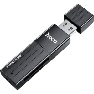 Зчитувач флеш-карт HOCO USB3.0 to microSD, microSDHC, microSDXC, SD, SDHC, SDXC, HB20 Black (6931474735218)