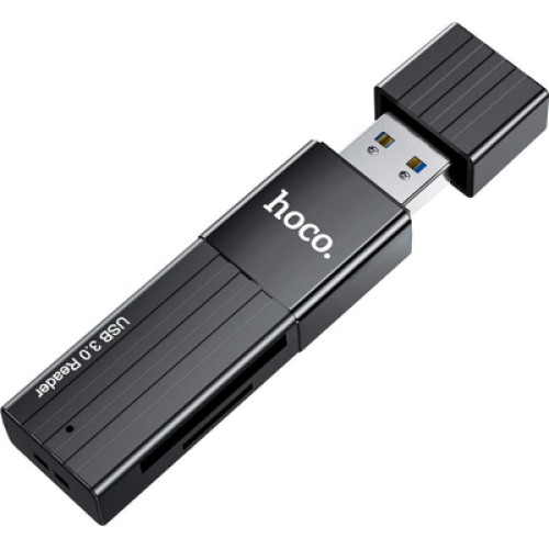 Считыватель флеш-карт HOCO USB3.0 to microSD, microSDHC, microSDXC, SD, SDHC, SDXC, HB20 Black (6931474735218)