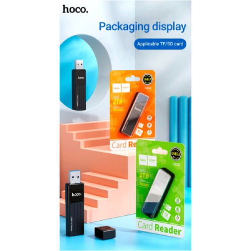 Считыватель флеш-карт HOCO USB3.0 to microSD, microSDHC, microSDXC, SD, SDHC, SDXC, HB20 Black (6931474735218)