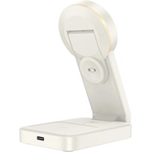 Зарядний пристрій HOCO HOCO CQ3 Motorcycle folding 3-in-1 magnetic wireless fast charger Milky White (6942007602341)