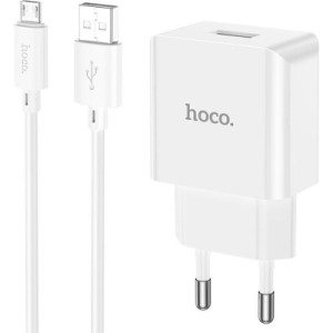 Зарядное устройство HOCO C106A Leisure USB + cable USB to Micro 5P 10.5W White (6931474783905)