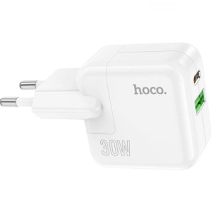 Зарядное устройство HOCO C111A Lucky 1xUSB-C PD30W + 1xUSB QC3.0 White (6931474790866)