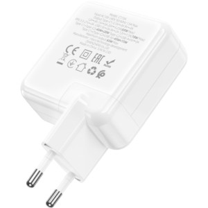 Зарядное устройство HOCO C115A Header 2xUSB-C PD65W + 1xUSB QC3.0 GaN White (6931474798312)