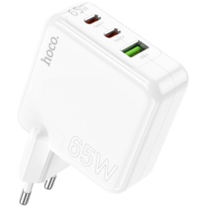 Зарядное устройство HOCO C115A Header 2xUSB-C PD65W + 1xUSB QC3.0 GaN White (6931474798312)
