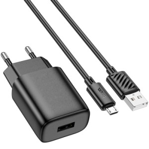 Зарядное устройство HOCO C134A Solid USB + cable USB to Micro 5P Black (6942007621335)
