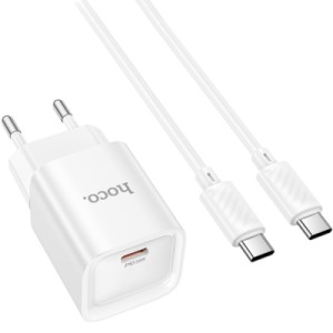 Зарядное устройство HOCO C146A Charm USB-C PD20W + cable USB-C to USB-C White (6942007630269)