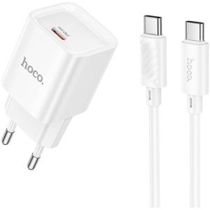 Зарядное устройство HOCO C146A Charm USB-C PD20W + cable USB-C to USB-C White (6942007630269)