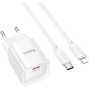 Зарядное устройство HOCO C146A Charm USB-C PD20W + cable USB-C to Lightning White (6942007630252)