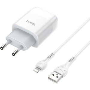 Зарядное устройство HOCO C72A Glorious USB + cable Lightning 10.5W White (6931474712998)
