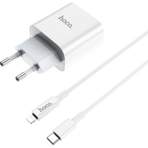 Зарядное устройство HOCO C76A Plus Speed Source USB-C PD20W + cable USB-C to Lightning White (6931474746924)