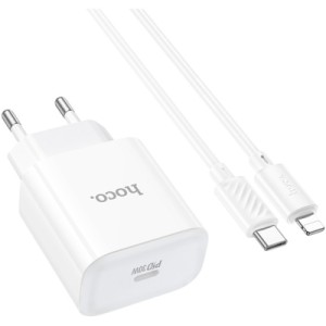 Зарядний пристрій HOCO C76A Pro Majestic USB-C PD30W + cable USB-C to Lightning White (6942007616317)