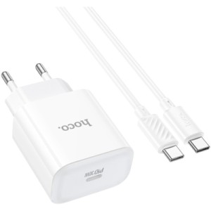 Зарядний пристрій HOCO C76A Pro Majestic USB-C PD30W + cable USB-C to USB-C White (6942007616324)