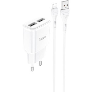 Зарядний пристрій HOCO C88A Star round 2xUSB + cable Lightning 12W White (6931474749512)