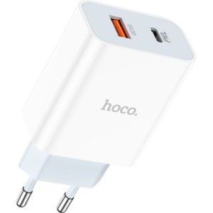 Зарядний пристрій HOCO C97A 1xUSB-C PD20W + 1xUSB QC3.0 White (6931474766076)