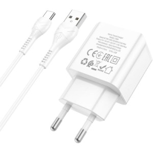 Зарядний пристрій HOCO C98A Proton USB QC3.0 + cable USB to USB-C White (6931474766878)