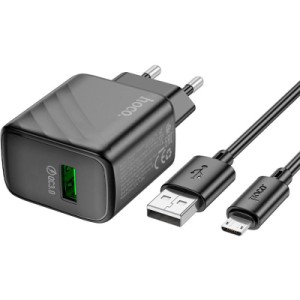 Зарядний пристрій HOCO CS21A Rich USB QC3.0 + cable USB to Micro 5P Black (6942007609890)