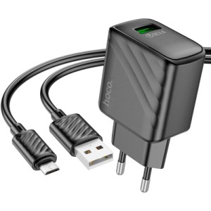 Зарядний пристрій HOCO CS21A Rich USB QC3.0 + cable USB to Micro 5P Black (6942007609890)