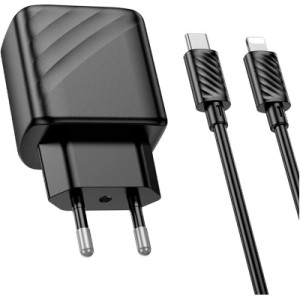 Зарядний пристрій HOCO CS22A Value USB-C PD30W + cable USB-C to Lightning Black (6942007609920)