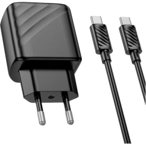 Зарядний пристрій HOCO CS22A Value USB-C PD30W + cable USB-C to USB-C Black (6942007609937)