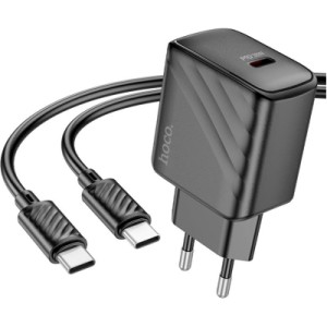 Зарядний пристрій HOCO CS22A Value USB-C PD30W + cable USB-C to USB-C Black (6942007609937)