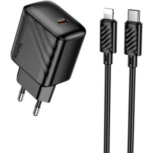 Зарядний пристрій HOCO CS24A Puerto USB-C PD25W + cable USB-C to Lightning Black (6942007639767)