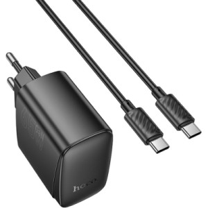 Зарядний пристрій HOCO CS63A Bright 1xUSB-C PD65W + 1xUSB QC3.0 + cable USB-C to USB-C Black (6942007638487)