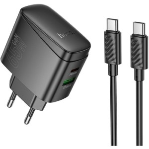 Зарядний пристрій HOCO CS63A Bright 1xUSB-C PD65W + 1xUSB QC3.0 + cable USB-C to USB-C Black (6942007638487)