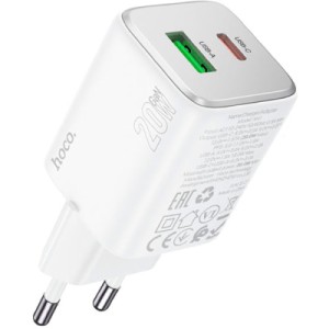Зарядний пристрій HOCO N41 Almighty 1xUSB-C PD20W + 1xUSB QC3.0 White (6942007617031)