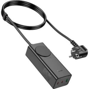 Зарядний пристрій HOCO NS4 Sharp desktop socket 2xUSB-C + USB-A PD65W Black (6942007617352)