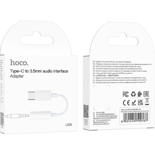 Адаптер USB-C M to 3.5mm F LS35 white HOCO (6931474790767)