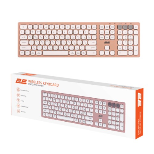 Клавиатура 2E KS270 109key Wireless UA Rose/White (2E-KS270WBPN_UA)