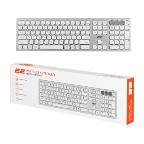 Клавиатура 2E KS270 109key Wireless UA Silver/White (2E-KS270WBWH_UA)