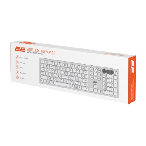 Клавиатура 2E KS270 109key Wireless UA Silver/White (2E-KS270WBWH_UA)