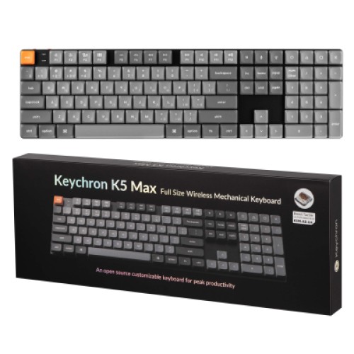 Клавиатура Keychron K5 Max Gateron MX 2.0 Brown White Led QMK Wireless/Bluetooth/USB-А UA Black (K5M-A3-UA)