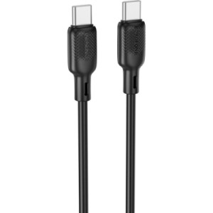 Дата кабель USB-C to USB-C 2.0m 60W Lenny silicone BX113 black BOROFONE (6941991115516)