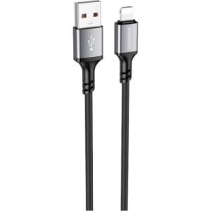 Дата кабель USB 2.0 AM to Lightning Famous silicone BX83 black BOROFONE (6974443386356)