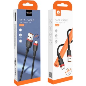 Дата кабель USB-C to USB-C 1.0m 2.4A X203 black WUW (6972573336203)