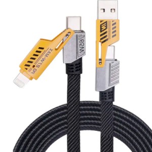 Дата кабель USB-C + USB-A to Lightning+USB-C 1.0m 65W X207 black WUW (6972573336524)