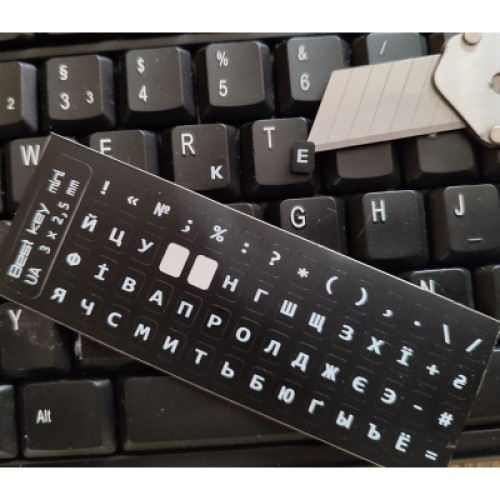 Наклейка на клавиатуру BestKey миниатюрная непрозрачная черная, 56, белый (BKm4WHI/045)