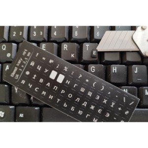 Наклейка на клавиатуру BestKey миниатюрная непрозрачная черная, 56, серебряный (BKm4SIL/044)
