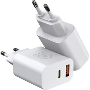 Зарядное устройство WUW C172 1xUSB-C PD20W + 1xUSB QC3.0 18W White (с172W)