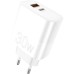 Зарядное устройство WUW C208 1xUSB-C PD30W + 1xUSB QC3.0 18W White (6972573333417)