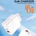 Зарядное устройство WUW C209 1xUSB-C PD45W + 1xUSB QC3.0 18W White (WUW-C209)