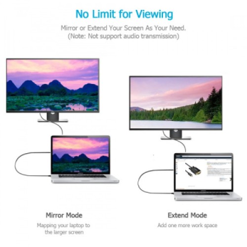 Кабель мультимедийный USB-C to VGA 1.8m FHD60Hz black Choetech (XCV-1801-BK)