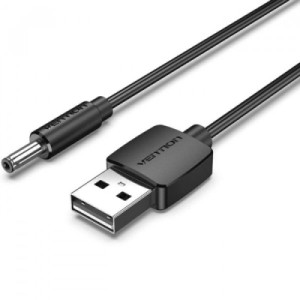 Кабель питания USB to DC 3.5 1.0m 5V 2A PVC Black Vention (CEXBF)