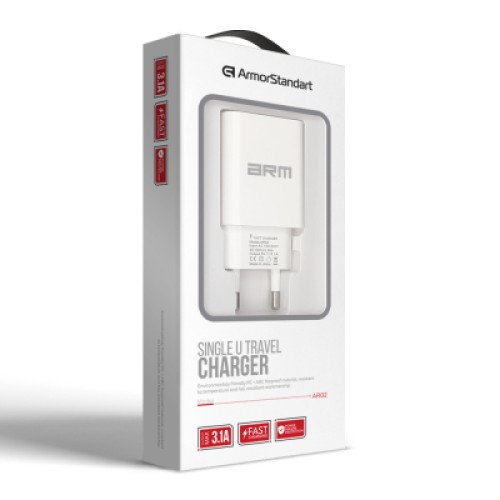 Зарядное устройство Armorstandart AR02 Basic USB 3.1A White (ARM59714)