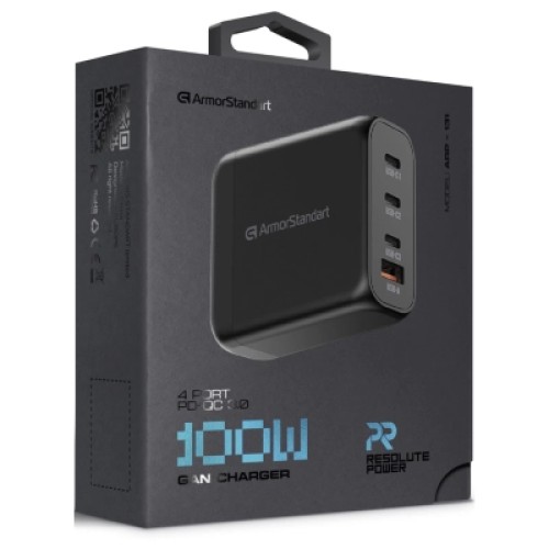 Зарядное устройство Armorstandart ARP-131 Resolute Power USB-C 100W GaN Black (ARM70024)